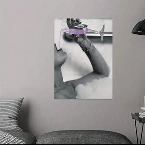 Woman Drinking Champagne In Bubble Bath Poster